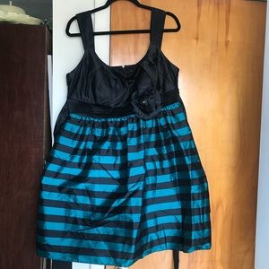 Teal and black striped semi formal dress